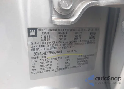 2015 Chevrolet Captiva Ltz из США, поврежденный, VIN 3GNAL4EK7FS538409